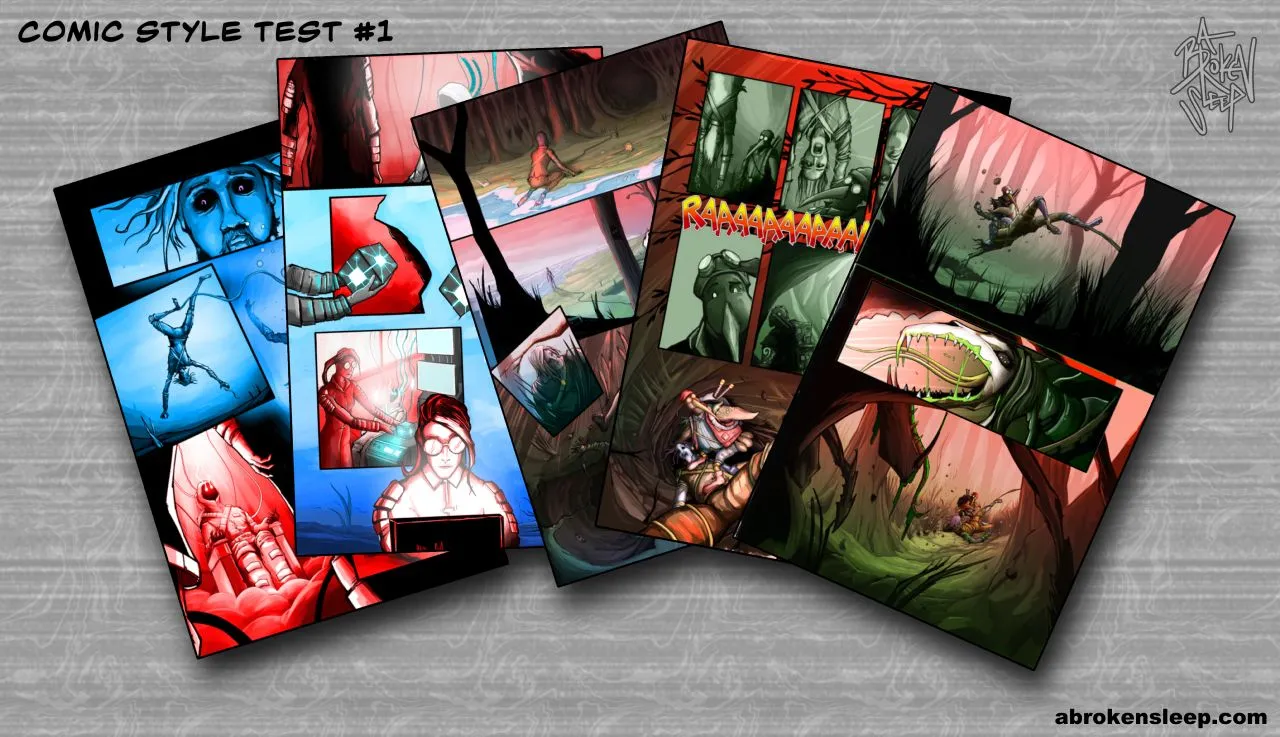 Abrokensleep comic art style and concepts test 1