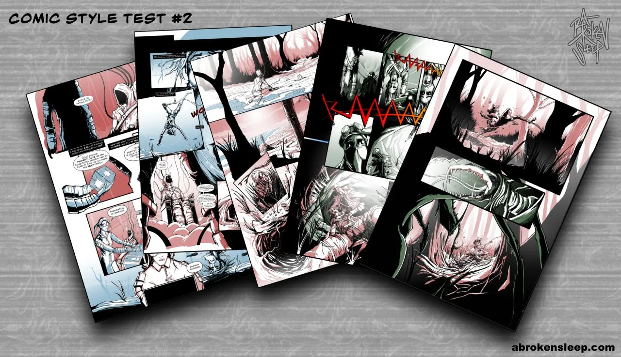 Abrokensleep comic art style and concepts test 2